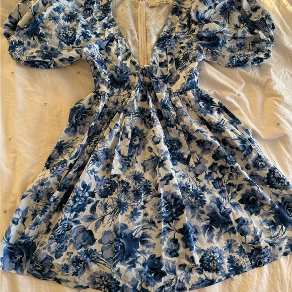 Abercrombie & Fitch, Cinch Front Poplin Mini Dress, Blue & White, XS - Picture 5 of 8